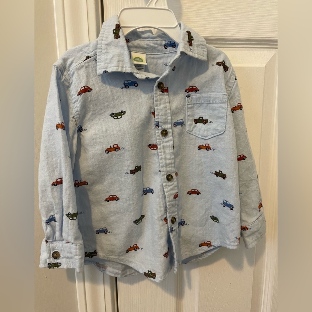 Little Me Car Print Button Down